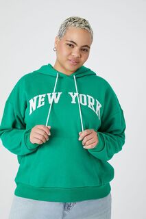 Толстовка с рисунком Нью-Йорк больших размеров Forever 21, зеленый