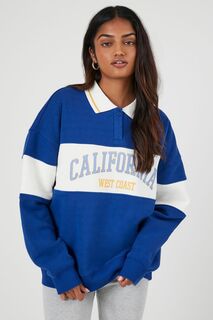 Пуловер для регби с графическим рисунком California Forever 21, синий