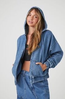 Джинсовая куртка с капюшоном Forever 21, деним