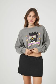 Укороченный пуловер с графическим рисунком Badtz-Maru Forever 21, угольный