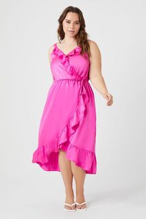 Мини-платье больших размеров с рюшами Surplice Forever 21, розовый