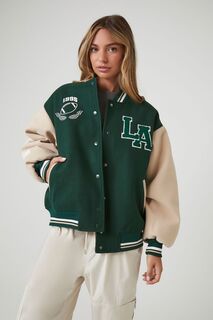 Бомбер Varsity Letterman Forever 21, зеленый