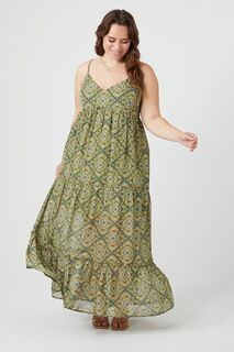 Платье макси с геопринтом больших размеров Forever 21, зеленый