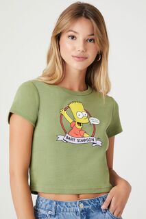 Детская футболка с рисунком Bart Simpson Forever 21, зеленый