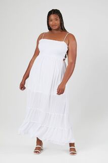 Платье макси со сборками и вырезами больших размеров Forever 21, белый