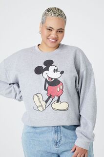 Пуловер с рисунком Микки Мауса больших размеров Forever 21, серый