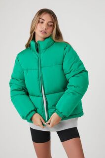 Стеганая куртка-пуховик Forever 21, зеленый