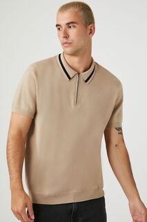 Рубашка с молнией в четверть свитера Forever 21, серо-коричневый