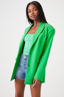 Однобортный пиджак с пиковыми лацканами Forever 21, зеленый