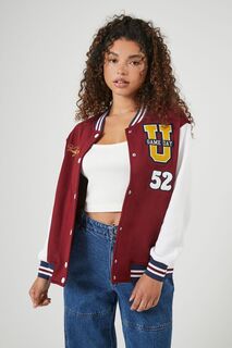 Бомбер Varsity Letterman Forever 21, бордовый