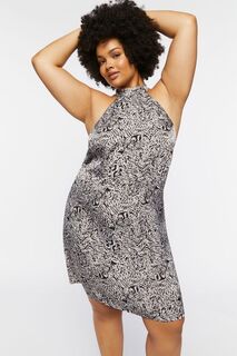 Плюс размер Мини-платье с абстрактным принтом через шею Forever 21, серый