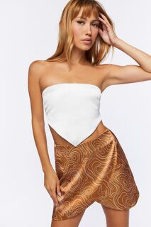Мини-юбка с абстрактным принтом и подолом-тюльпаном Forever 21, коричневый