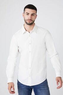 Рубашка из смесового хлопка с изогнутым краем Forever 21, белый