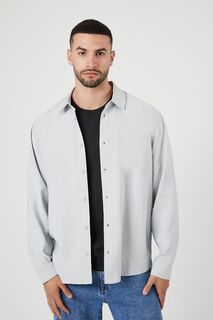 Рубашка с карманами из вискозы Forever 21, серый