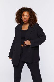 Фактурный двубортный пиджак больших размеров Forever 21, черный