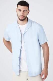 Рубашка из искусственного шелка с короткими рукавами Forever 21, синий