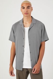 Рубашка из искусственного шелка с короткими рукавами Forever 21, серый
