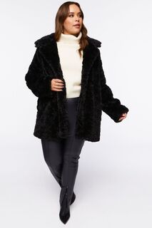 Плюшевое пальто больших размеров Forever 21, черный