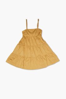 Атласное многоярусное платье-комбинация для девочек Forever 21, золотой