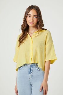 Укороченная рубашка с высоким и низким вырезом Forever 21, желтый