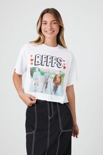 Укороченная футболка с рисунком BFFFS Forever 21, белый