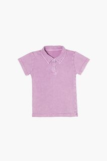Хлопковая рубашка-поло для девочек Forever 21, фиолетовый