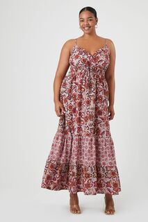Платье макси с цветочным принтом больших размеров Forever 21, бордовый