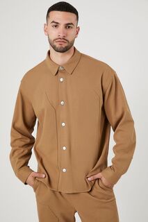 Рубашка из смесового хлопка со швами Forever 21, коричневый