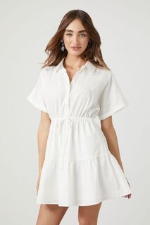 Многоярусное платье-рубашка из поплина Forever 21, белый