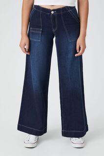 Широкие джинсы с низкой посадкой Forever 21, деним