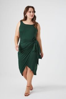 Платье миди размера плюс с запахом-тюльпаном Forever 21, зеленый