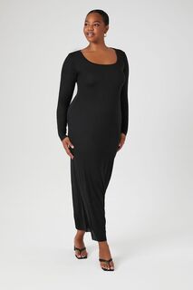 Облегающее платье макси с длинными рукавами больших размеров Forever 21, черный