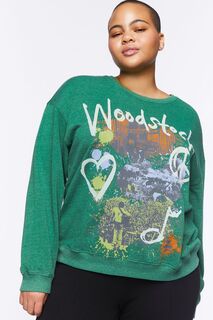 Пуловер с рисунком Woodstock больших размеров Forever 21, зеленый