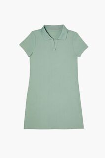 Платье-рубашка-поло для девочек Forever 21, зеленый