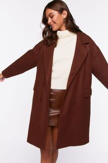Двубортное пальто дастер Forever 21, коричневый