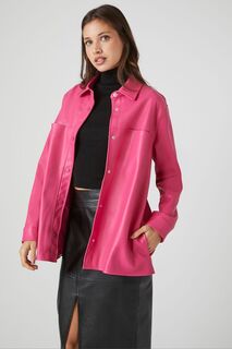 Куртка на кнопках из искусственной кожи Forever 21, розовый