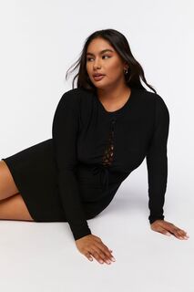 Облегающее мини-платье больших размеров на шнуровке Forever 21, черный