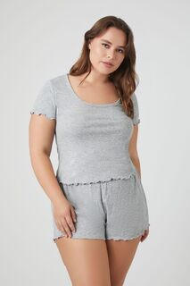 Пижамный комплект из футболки и шорт больших размеров Forever 21, серый