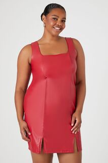 Облегающее мини-платье из искусственной кожи больших размеров Forever 21, красный