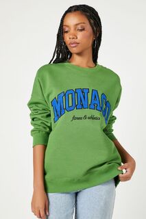 Флисовый пуловер с рисунком Монако Forever 21, зеленый