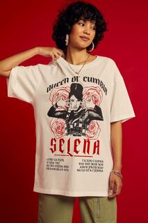 Футболка с рисунком Selena Queen of Cumbia Forever 21, белый