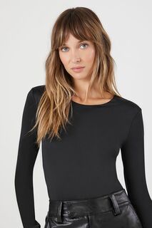 Боди Contour с длинными рукавами Forever 21, черный