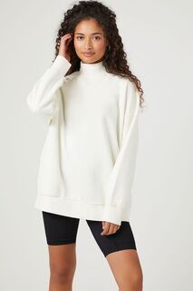 Флисовый пуловер с воротником-стойкой Forever 21, белый