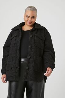 Куртка из искусственной овчины больших размеров Forever 21, черный