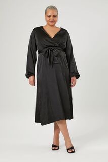 Атласное платье макси больших размеров Forever 21, черный
