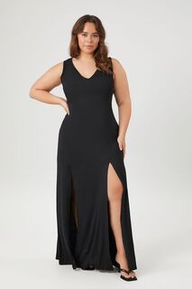 Платье макси с разрезом больших размеров Forever 21, черный