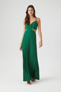 Плиссированное платье макси с вырезами Forever 21, зеленый
