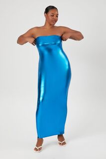 Платье макси с металлизированной трубкой больших размеров Forever 21, синий
