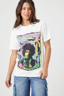 Футболка с рисунком Prince Peter Jimi Hendrix Forever 21, белый