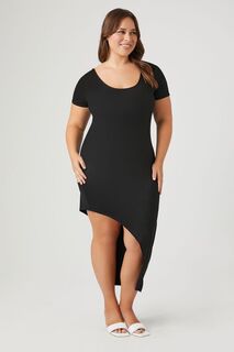 Асимметричное платье-футболка миди больших размеров Forever 21, черный